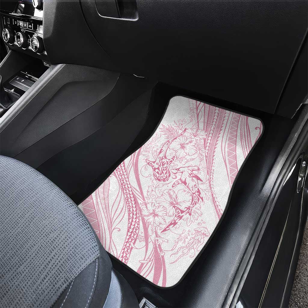Sharks Couple Dreamy Polynesians Floral Sea Car Mats Pink - Polynesian Pride