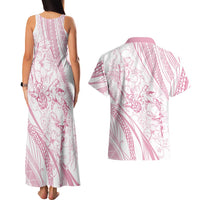Sharks Couple Dreamy Polynesians Floral Sea Couples Matching Tank Maxi Dress and Hawaiian Shirt Pink LT7 - Polynesian Pride