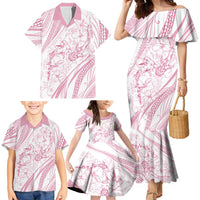 Sharks Couple Dreamy Polynesians Floral Sea Family Matching Mermaid Dress and Hawaiian Shirt Pink LT7 - Polynesian Pride