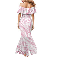 Sharks Couple Dreamy Polynesians Floral Sea Family Matching Mermaid Dress and Hawaiian Shirt Pink LT7 - Polynesian Pride