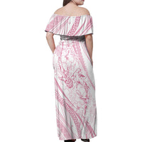 Sharks Couple Dreamy Polynesians Floral Sea Family Matching Off Shoulder Maxi Dress and Hawaiian Shirt Pink LT7 - Polynesian Pride