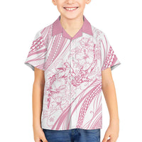 Sharks Couple Dreamy Polynesians Floral Sea Family Matching Off Shoulder Maxi Dress and Hawaiian Shirt Pink LT7 Son's Shirt Pink - Polynesian Pride