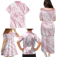 Sharks Couple Dreamy Polynesians Floral Sea Family Matching Puletasi and Hawaiian Shirt Pink LT7 - Polynesian Pride