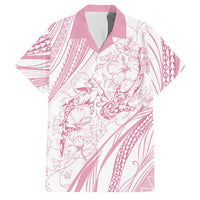Sharks Couple Dreamy Polynesians Floral Sea Family Matching Puletasi and Hawaiian Shirt Pink LT7 Dad's Shirt - Short Sleeve Pink - Polynesian Pride