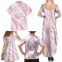 Sharks Couple Dreamy Polynesians Floral Sea Family Matching Summer Maxi Dress and Hawaiian Shirt Pink LT7 - Polynesian Pride