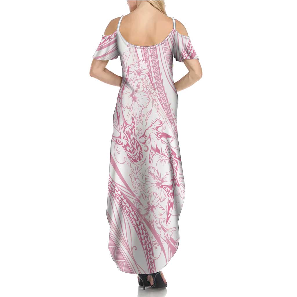Sharks Couple Dreamy Polynesians Floral Sea Family Matching Summer Maxi Dress and Hawaiian Shirt Pink LT7 - Polynesian Pride