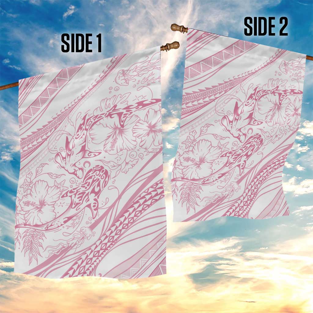 Sharks Couple Dreamy Polynesians Floral Sea Garden Flag Pink LT7 - Polynesian Pride