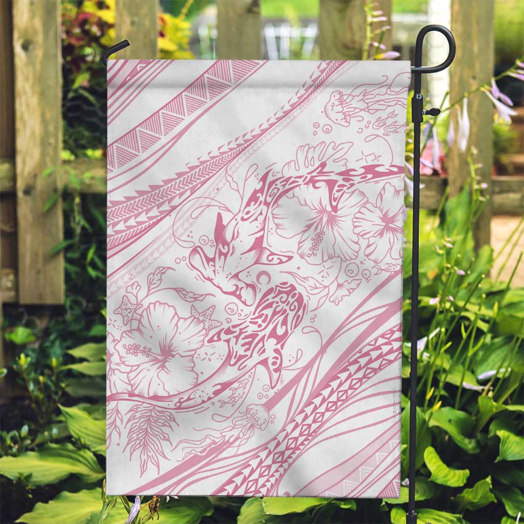 Sharks Couple Dreamy Polynesians Floral Sea Garden Flag Pink LT7 Garden Flag Pink - Polynesian Pride