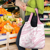Sharks Couple Dreamy Polynesians Floral Sea Grocery Bag Pink - Polynesian Pride