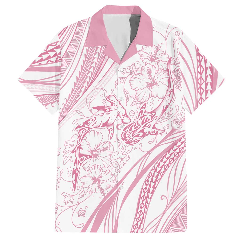 Sharks Couple Dreamy Polynesians Floral Sea Hawaiian Shirt Pink - Polynesian Pride