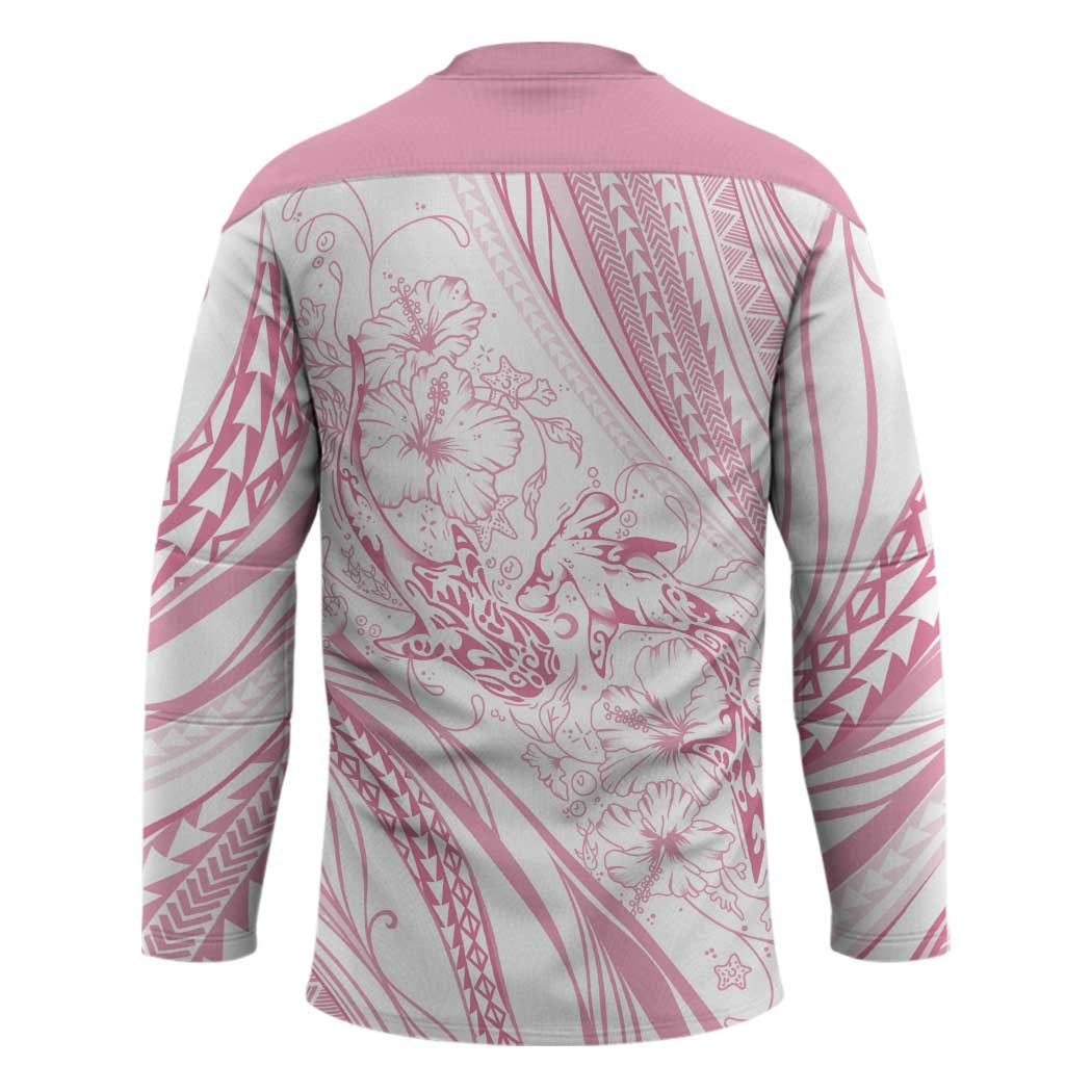 Sharks Couple Dreamy Polynesians Floral Sea Hockey Jersey Pink - Polynesian Pride