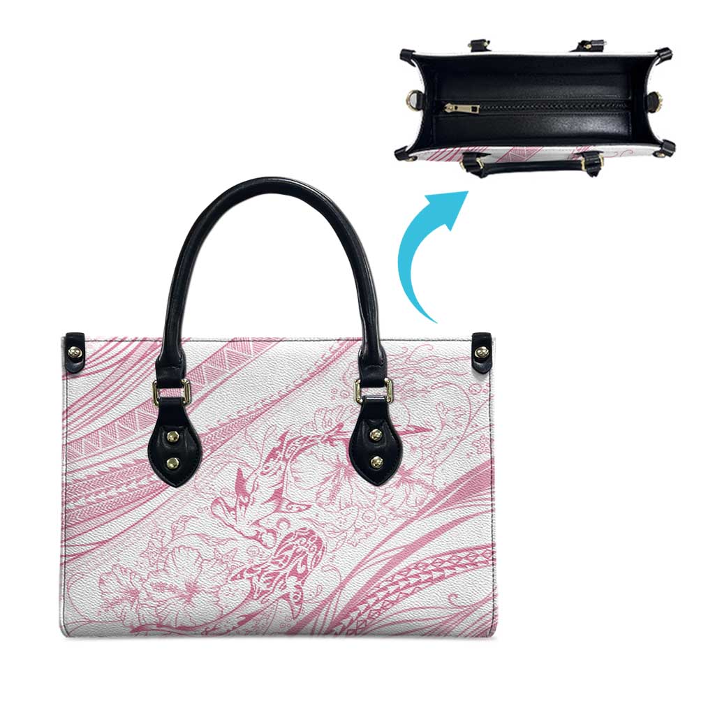 Sharks Couple Dreamy Polynesians Floral Sea Leather Bag Pink LT7 - Polynesian Pride