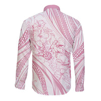 Sharks Couple Dreamy Polynesians Floral Sea Long Sleeve Button Shirt Pink - Polynesian Pride