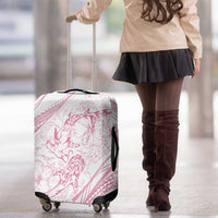 Sharks Couple Dreamy Polynesians Floral Sea Luggage Cover Pink - Polynesian Pride