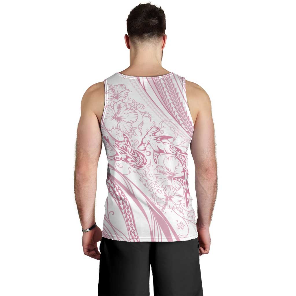 Sharks Couple Dreamy Polynesians Floral Sea Men Tank Top Pink - Polynesian Pride