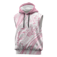 Sharks Couple Dreamy Polynesians Floral Sea Sleeveless Hoodie Pink - Polynesian Pride