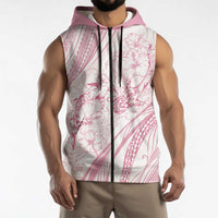 Sharks Couple Dreamy Polynesians Floral Sea Sleeveless Zip Hoodie Pink - Polynesian Pride