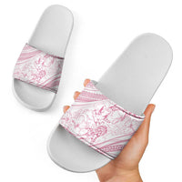 Sharks Couple Dreamy Polynesians Floral Sea Slide Sandals Pink - Polynesian Pride