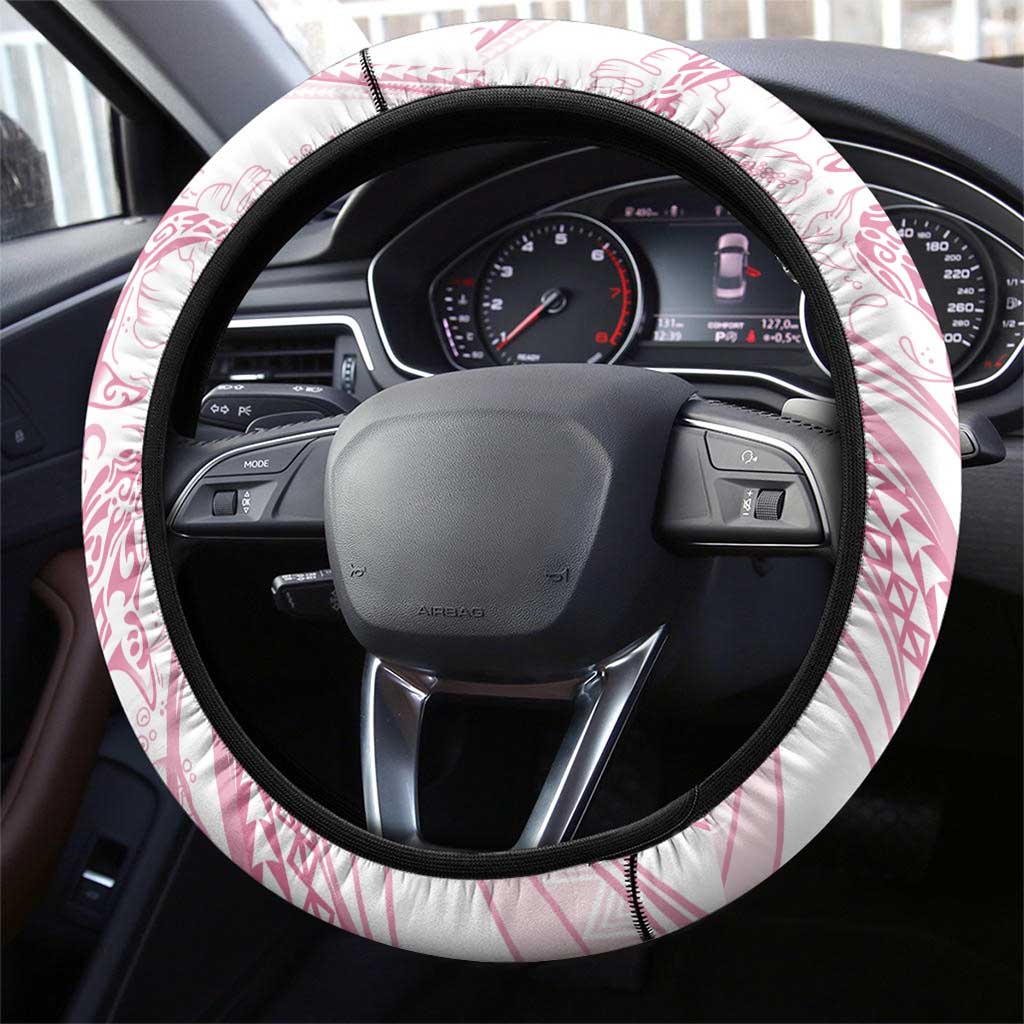 Sharks Couple Dreamy Polynesians Floral Sea Steering Wheel Cover Pink - Polynesian Pride