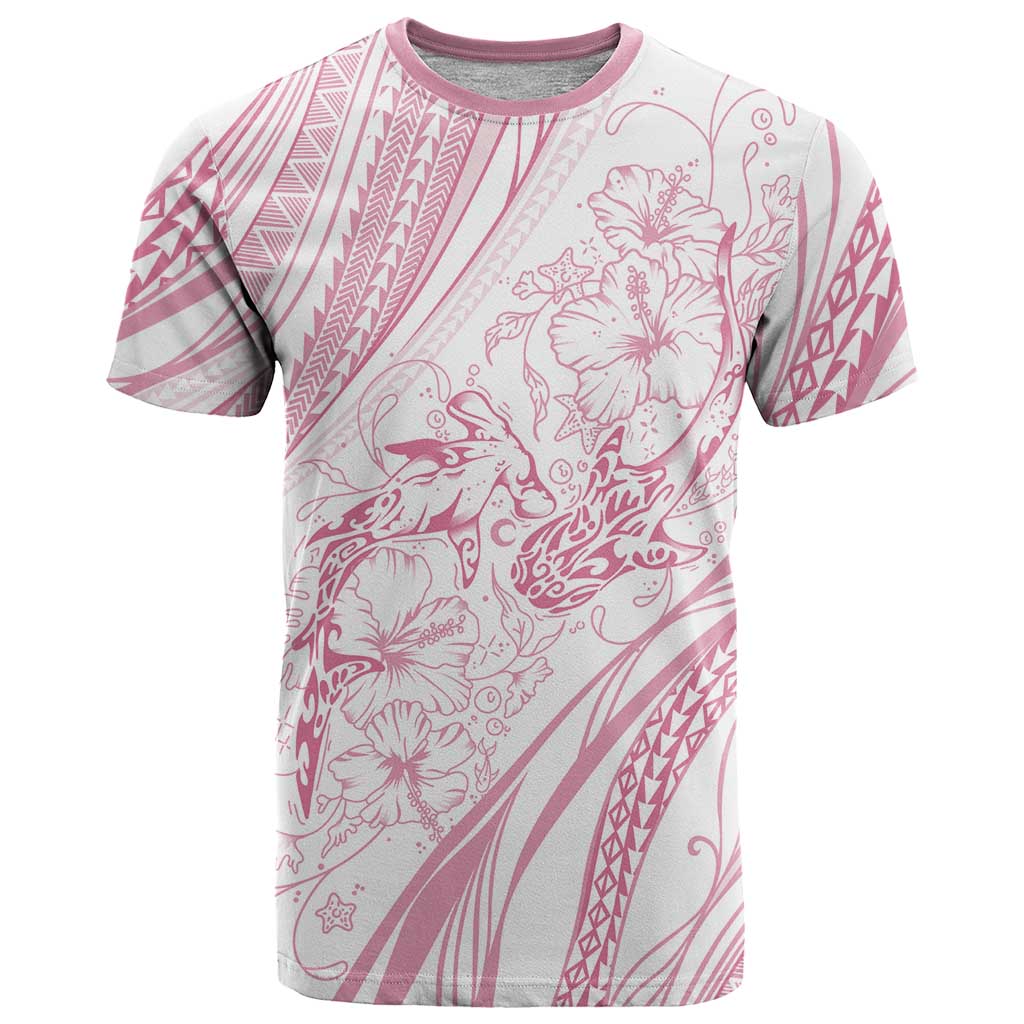 Sharks Couple Dreamy Polynesians Floral Sea T Shirt Pink LT7 Pink - Polynesian Pride