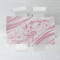 Sharks Couple Dreamy Polynesians Floral Sea Tablecloth Pink - Polynesian Pride