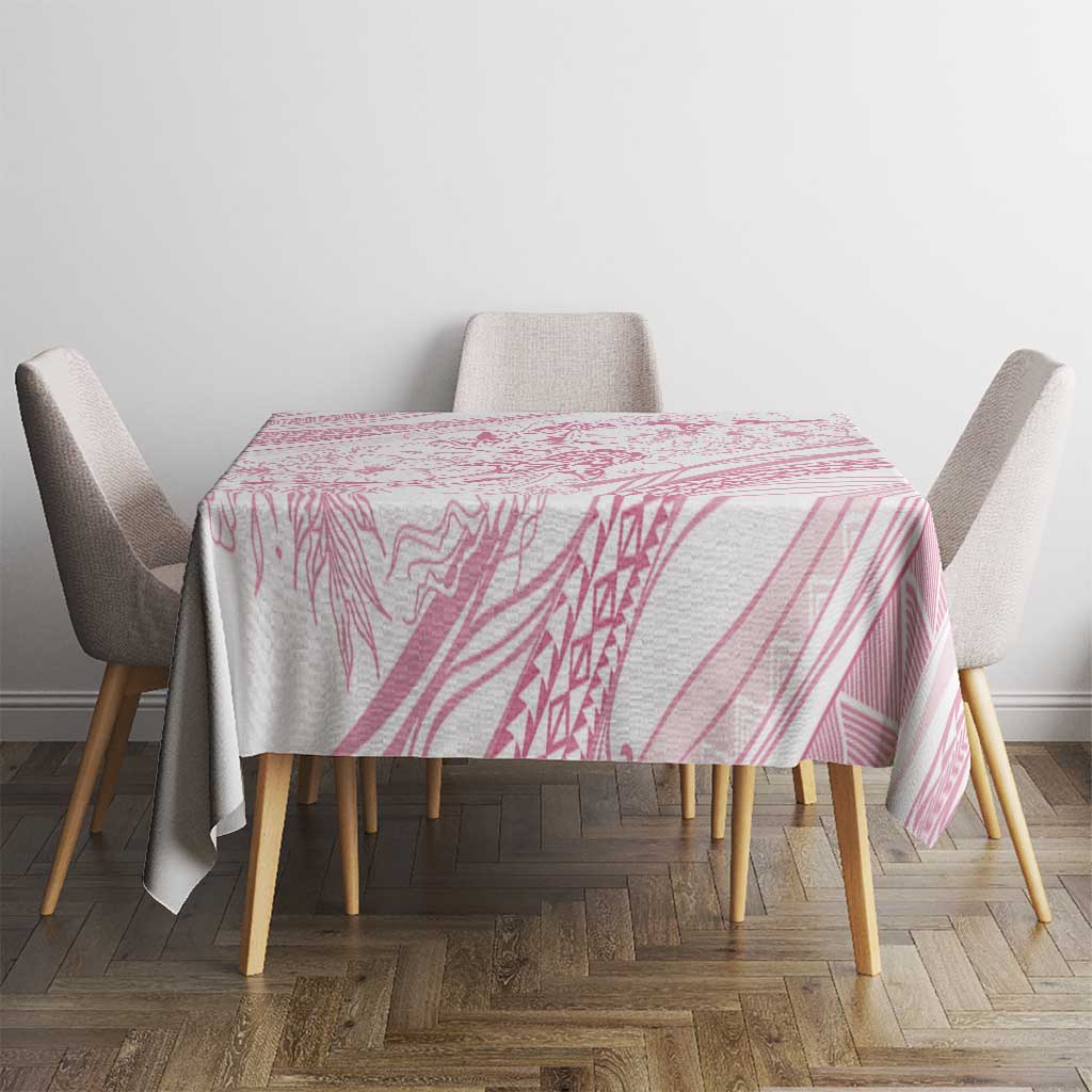 Sharks Couple Dreamy Polynesians Floral Sea Tablecloth Pink - Polynesian Pride