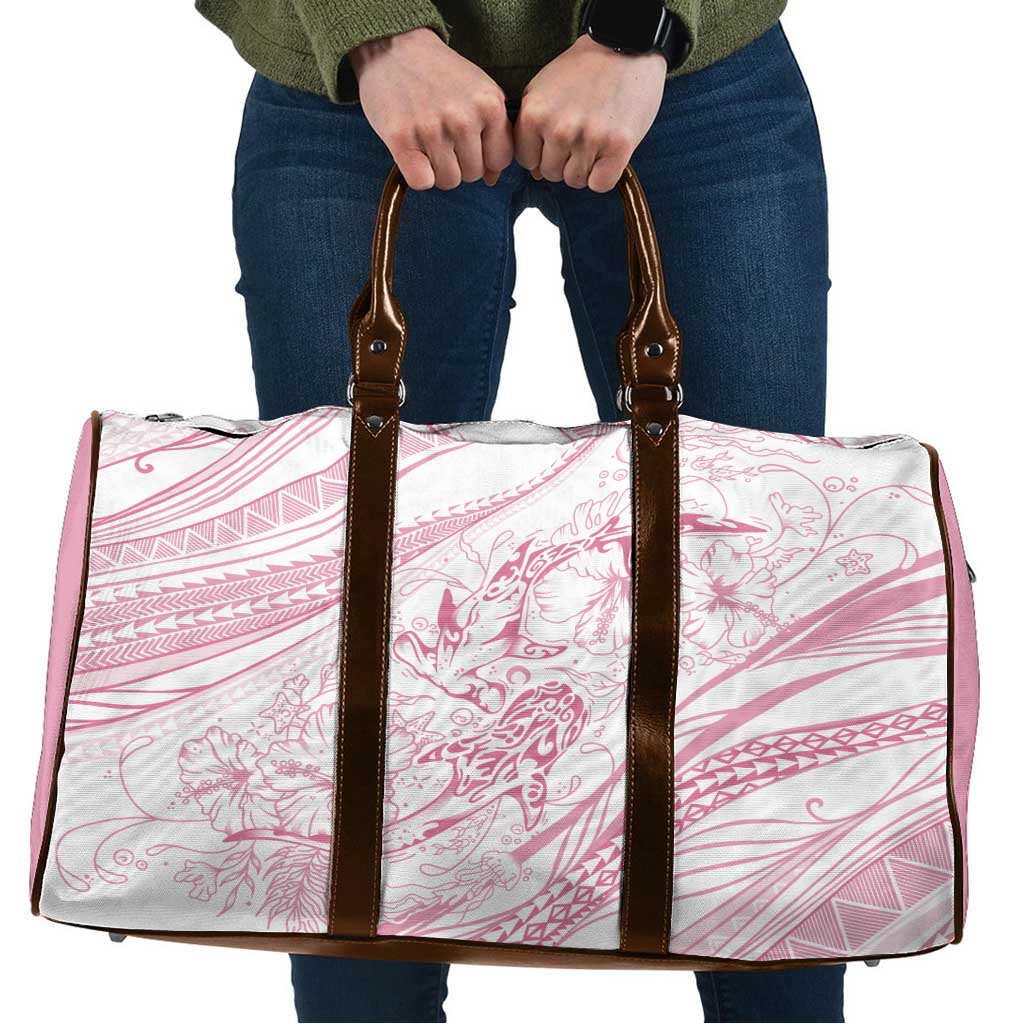 Sharks Couple Dreamy Polynesians Floral Sea Travel Bag Pink - Polynesian Pride