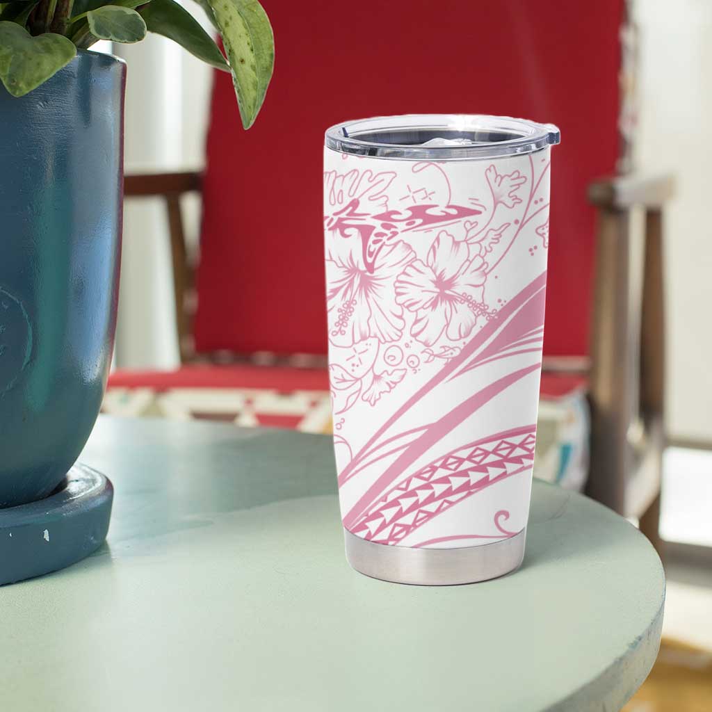 Sharks Couple Dreamy Polynesians Floral Sea Tumbler Cup Pink - Polynesian Pride