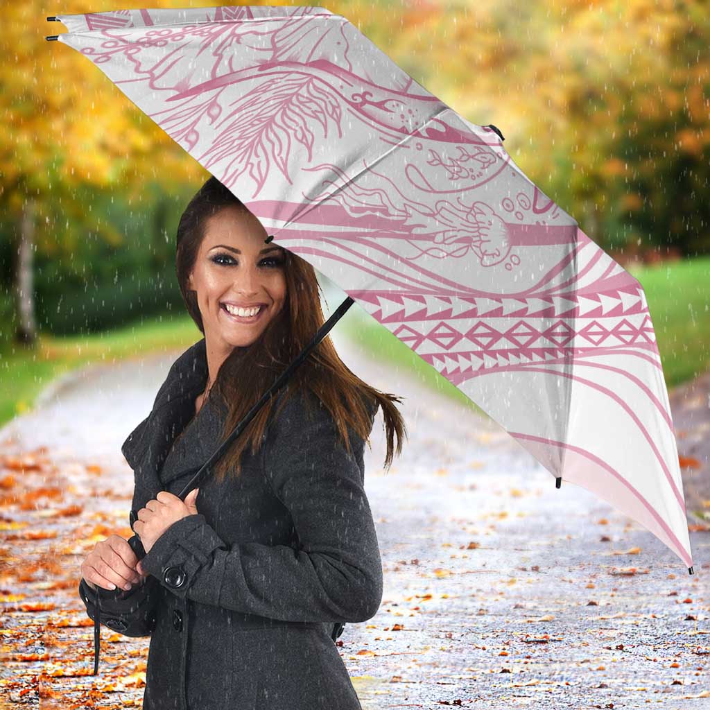 Sharks Couple Dreamy Polynesians Floral Sea Umbrella Pink - Polynesian Pride