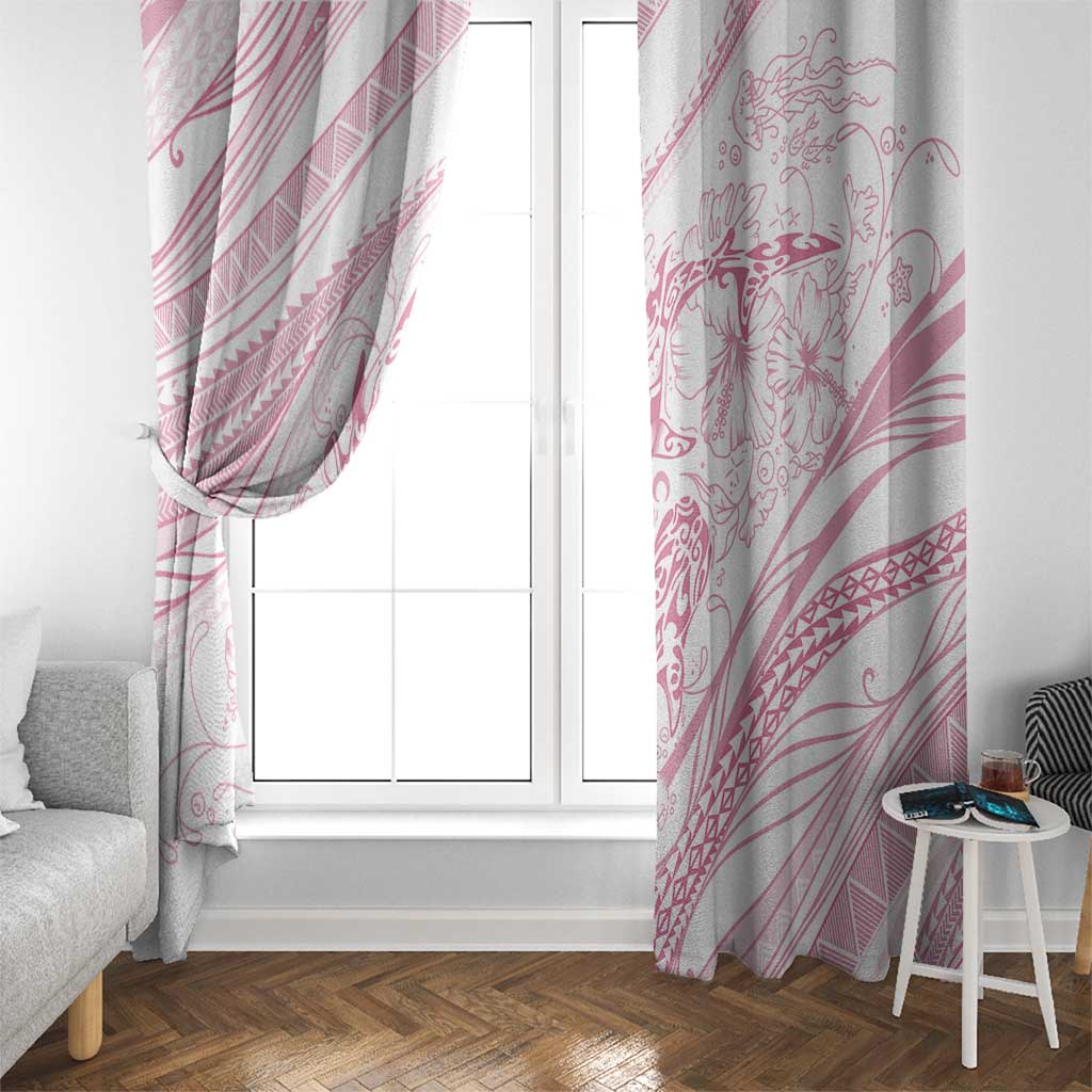 Sharks Couple Dreamy Polynesians Floral Sea Window Curtain Pink - Polynesian Pride