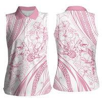Sharks Couple Dreamy Polynesians Floral Sea Women Sleeveless Polo Shirt Pink - Polynesian Pride