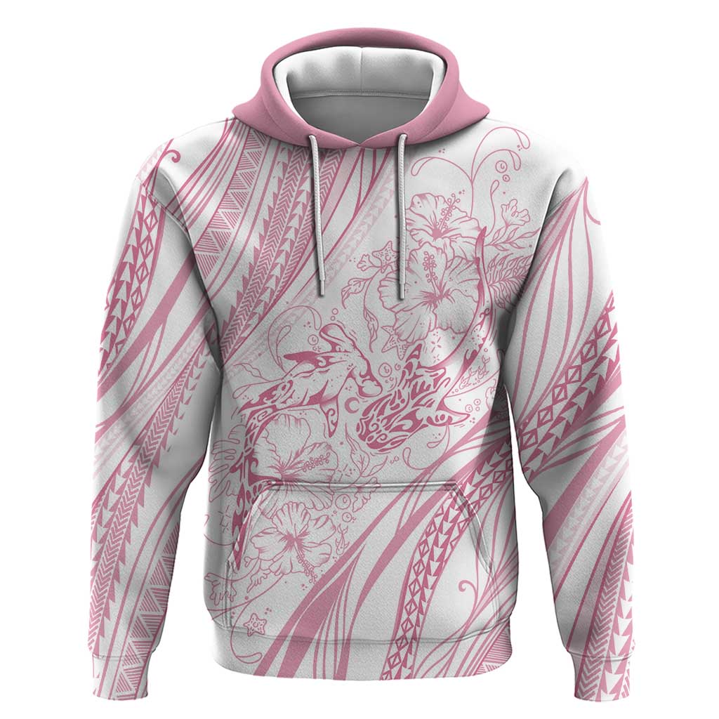 Sharks Couple Dreamy Polynesians Floral Sea Zip Hoodie Pink - Polynesian Pride