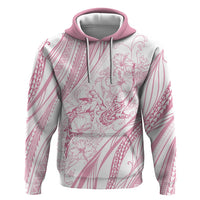 Sharks Couple Dreamy Polynesians Floral Sea Zip Hoodie Pink - Polynesian Pride