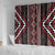 Red Tukutuku Pattern Aotearoa Shower Curtain Niho Taniwha and Puhoro Motifs