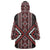 Red Tukutuku Pattern Aotearoa Wearable Blanket Hoodie Niho Taniwha and Puhoro Motifs