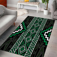 Jade Tukutuku Pattern Aotearoa Area Rug Niho Taniwha and Puhoro Motifs