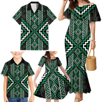 Jade Tukutuku Pattern Aotearoa Family Matching Mermaid Dress and Hawaiian Shirt Niho Taniwha and Puhoro Motifs LT7 - Polynesian Pride