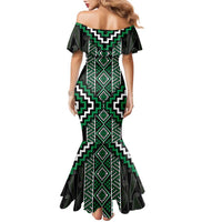 Jade Tukutuku Pattern Aotearoa Family Matching Mermaid Dress and Hawaiian Shirt Niho Taniwha and Puhoro Motifs LT7 - Polynesian Pride
