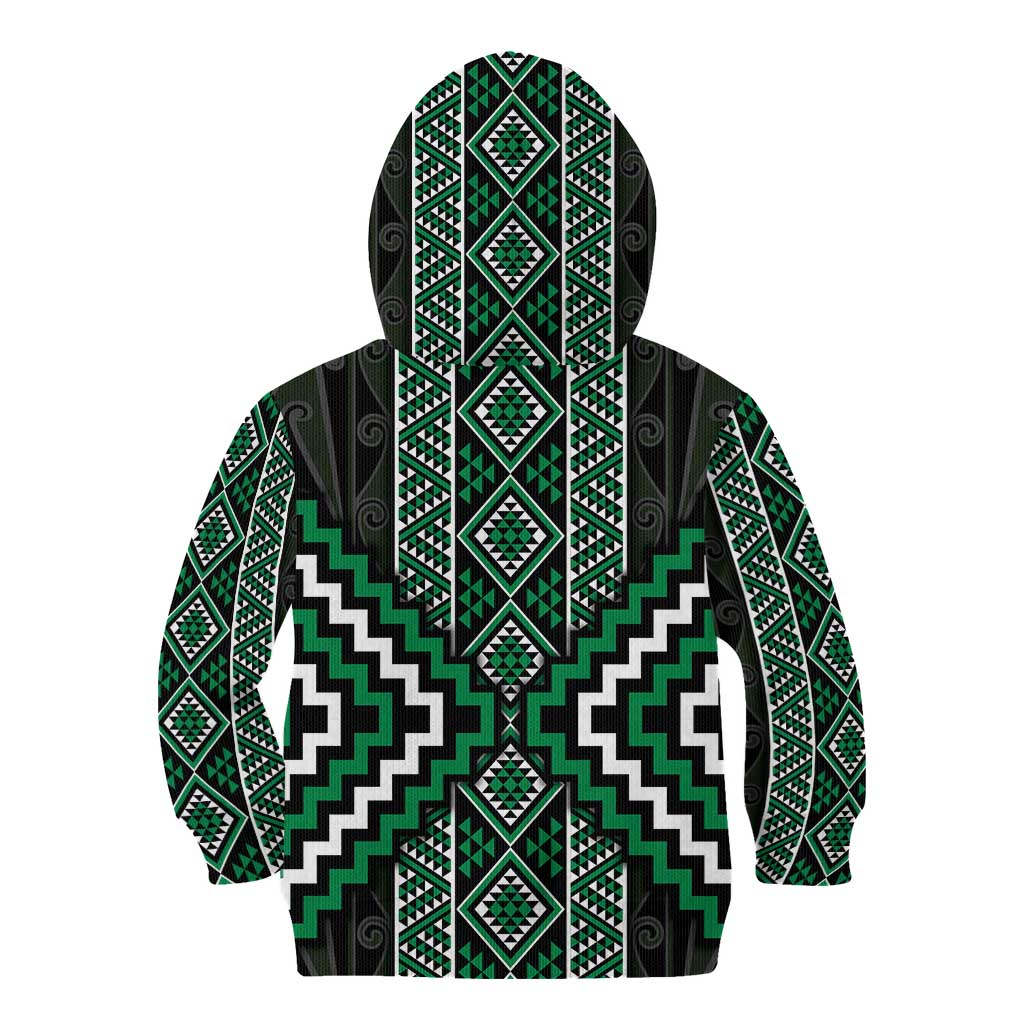 Jade Tukutuku Pattern Aotearoa Kid Hoodie Niho Taniwha and Puhoro Motifs LT7 - Polynesian Pride