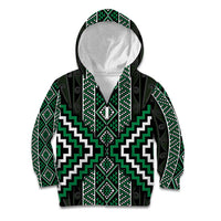 Jade Tukutuku Pattern Aotearoa Kid Hoodie Niho Taniwha and Puhoro Motifs LT7 Zip Hoodie Green - Polynesian Pride
