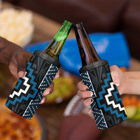 Azure Tukutuku Pattern Aotearoa 4 in 1 Can Cooler Tumbler Niho Taniwha and Puhoro Motifs
