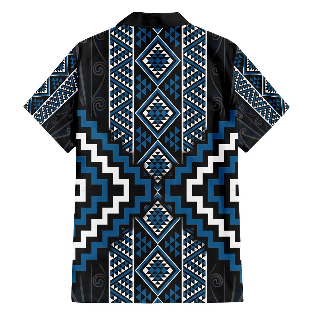 Azure Tukutuku Pattern Aotearoa Family Matching Off Shoulder Maxi Dress and Hawaiian Shirt Niho Taniwha and Puhoro Motifs LT7 - Polynesian Pride