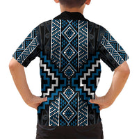 Azure Tukutuku Pattern Aotearoa Family Matching Tank Maxi Dress and Hawaiian Shirt Niho Taniwha and Puhoro Motifs LT7 - Polynesian Pride