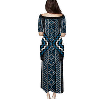 Azure Tukutuku Pattern Aotearoa Puletasi Niho Taniwha and Puhoro Motifs
