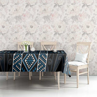 Azure Tukutuku Pattern Aotearoa Tablecloth Niho Taniwha and Puhoro Motifs