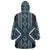 Azure Tukutuku Pattern Aotearoa Wearable Blanket Hoodie Niho Taniwha and Puhoro Motifs