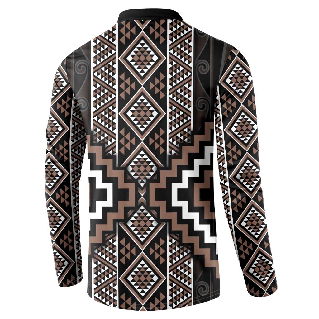 Classic Tukutuku Pattern Aotearoa Button Sweatshirt Niho Taniwha and Puhoro Motifs