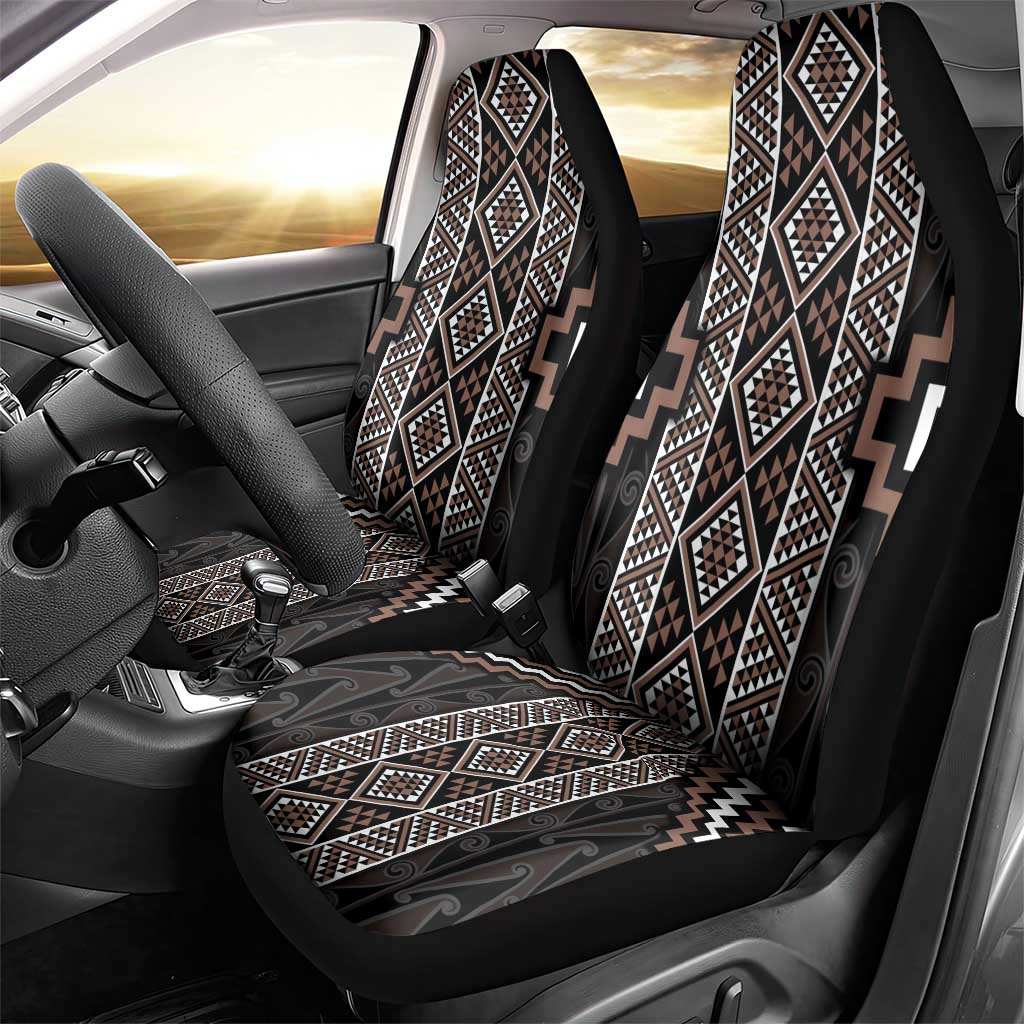 Classic Tukutuku Pattern Aotearoa Car Seat Cover Niho Taniwha and Puhoro Motifs