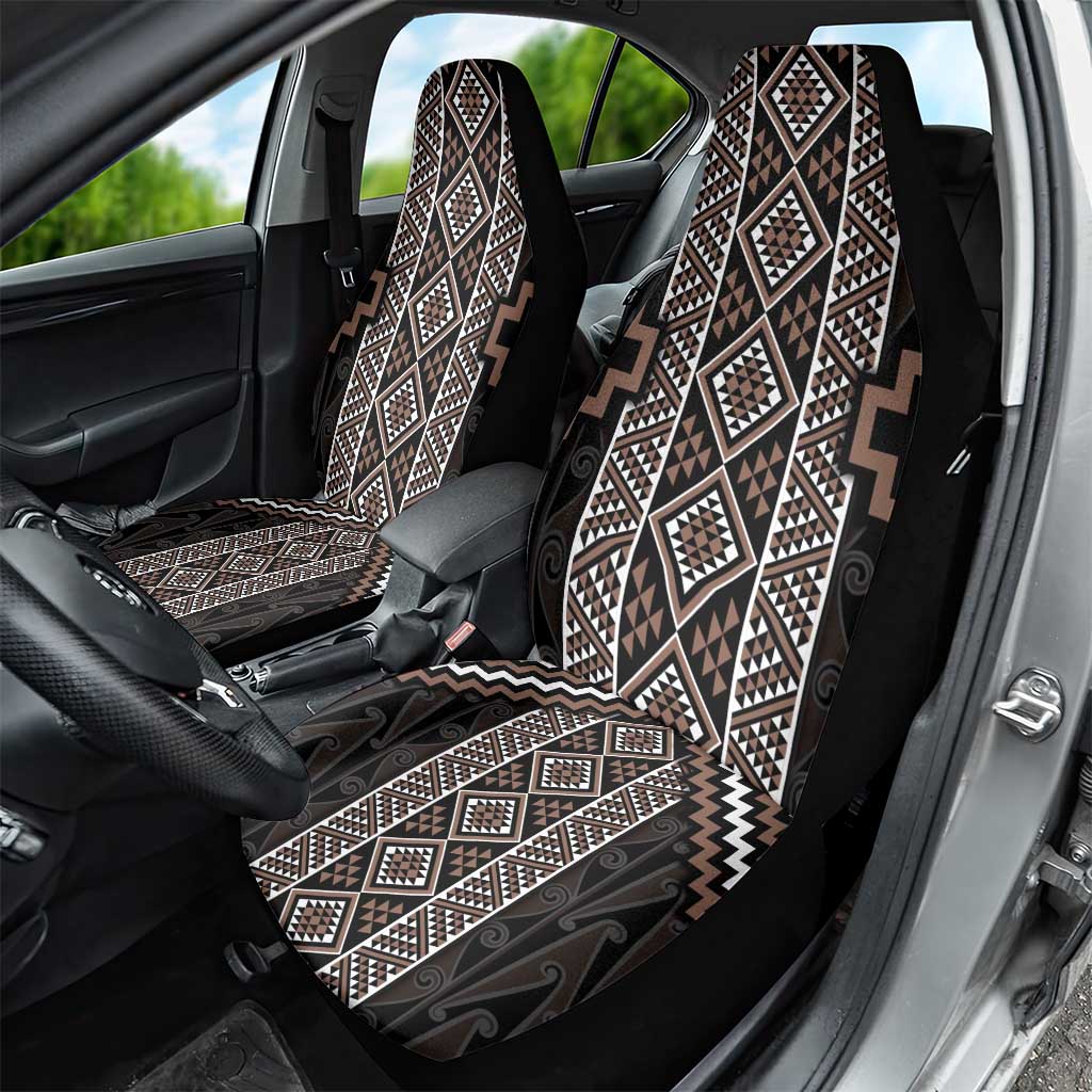 Classic Tukutuku Pattern Aotearoa Car Seat Cover Niho Taniwha and Puhoro Motifs