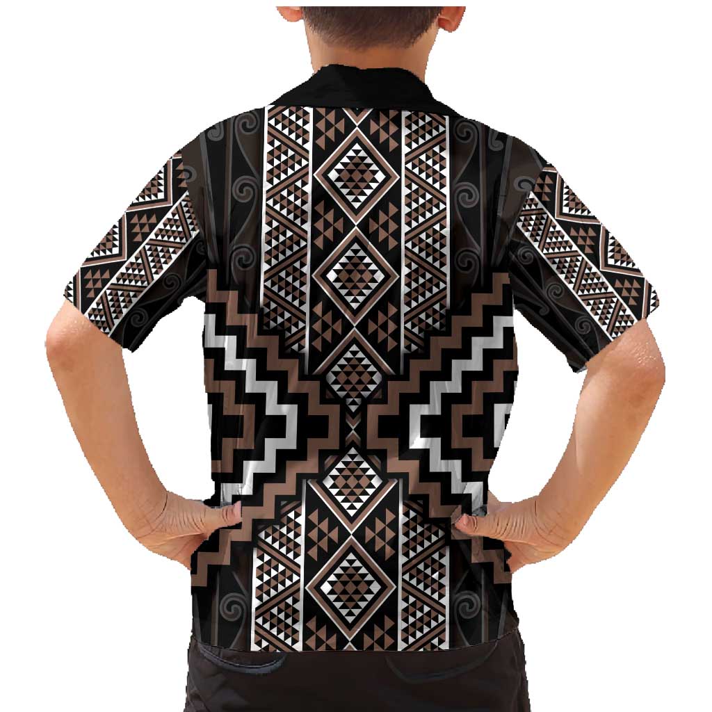 Classic Tukutuku Pattern Aotearoa Family Matching Mermaid Dress and Hawaiian Shirt Niho Taniwha and Puhoro Motifs LT7 - Polynesian Pride